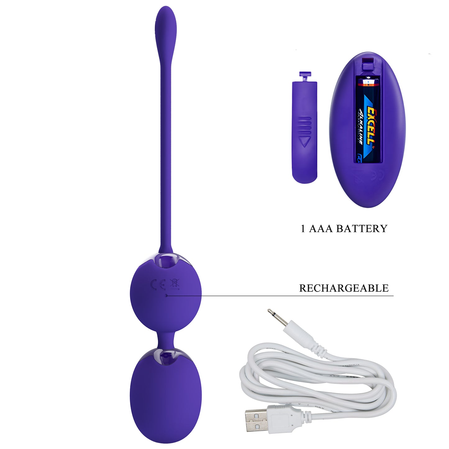 Pretty Love Willie Youth Kegel Balls Vibrator with Remote Control Purple