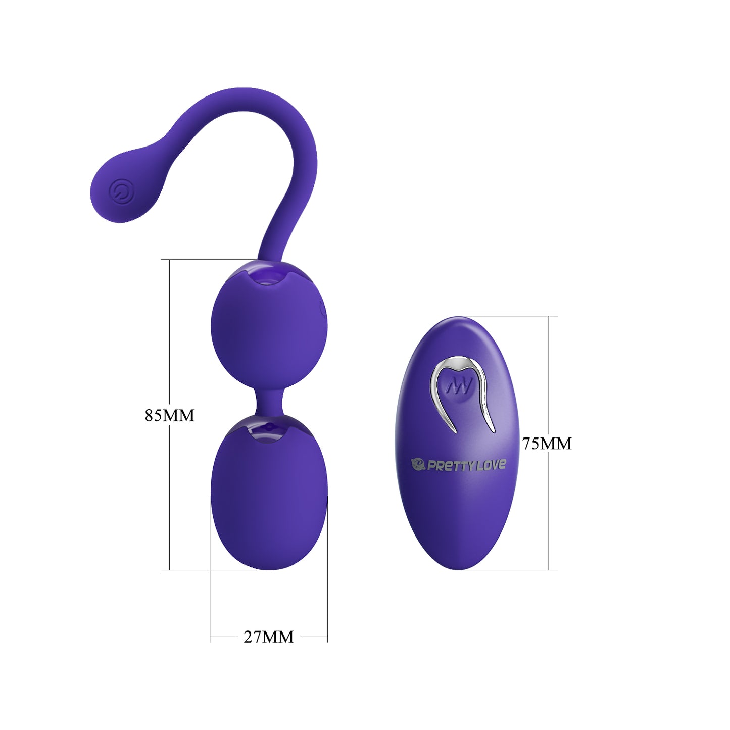 Pretty Love Willie Youth Kegel Balls Vibrator with Remote Control Purple