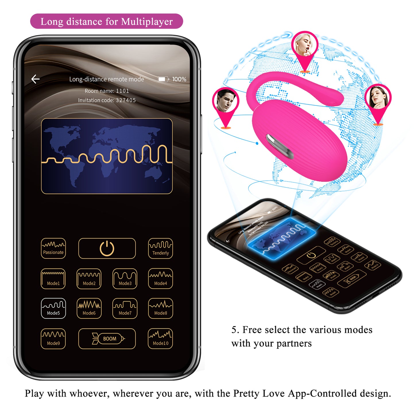 Pretty Love Doreen Vibrating Egg Vibrator Hot Pink (App Control)