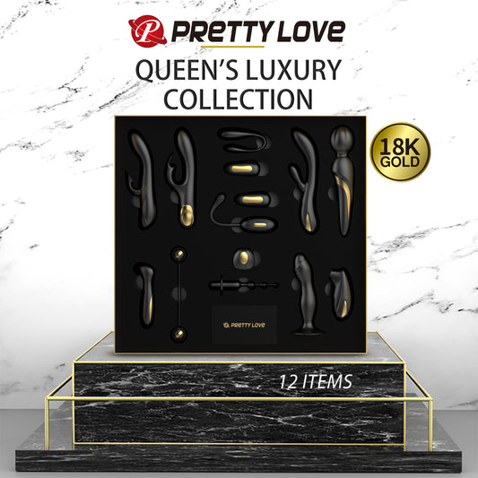 Pretty Love Queen's Luxury Collection - Sex Toy Gift Set - 12 Pieces Black/Gold