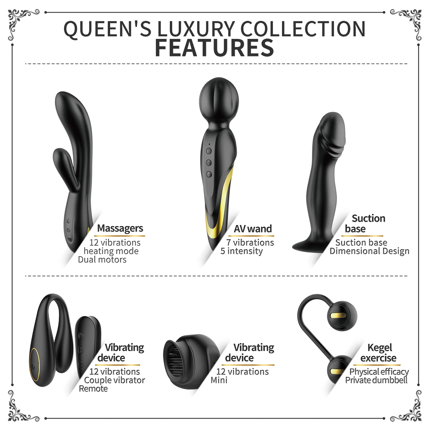 Pretty Love Mini Queen's Luxury Collection Toy Gift Set - 6 Pieces Black/Gold