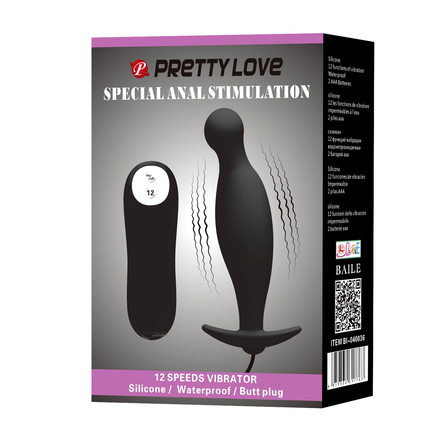 Pretty Love Special Anal Stimulation Vibrating Anal Butt Plug Black