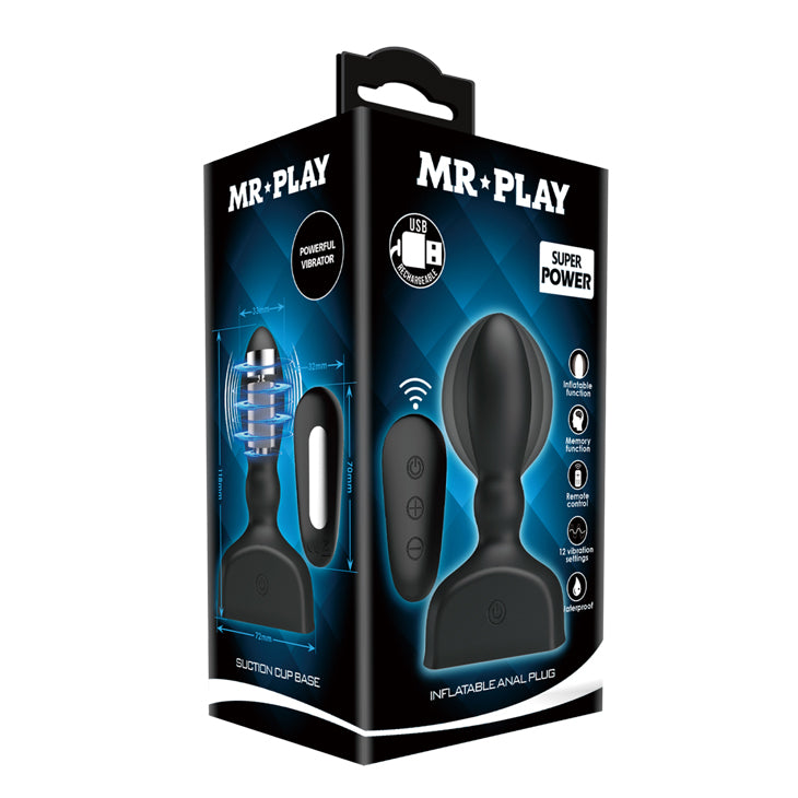 Pretty Love Mr Play Vibrating Inflatable Anal Butt Plug with Remote Control