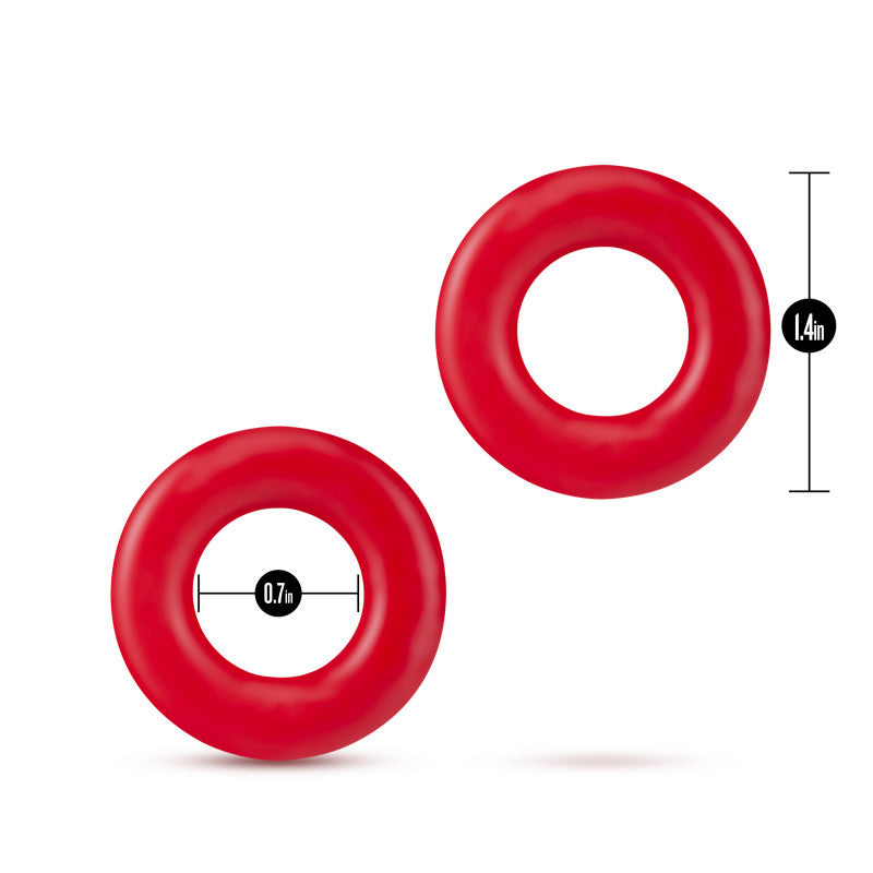 Blush Novelties | Stay Hard Donut Rings - Red Cock Rings - Set of 2