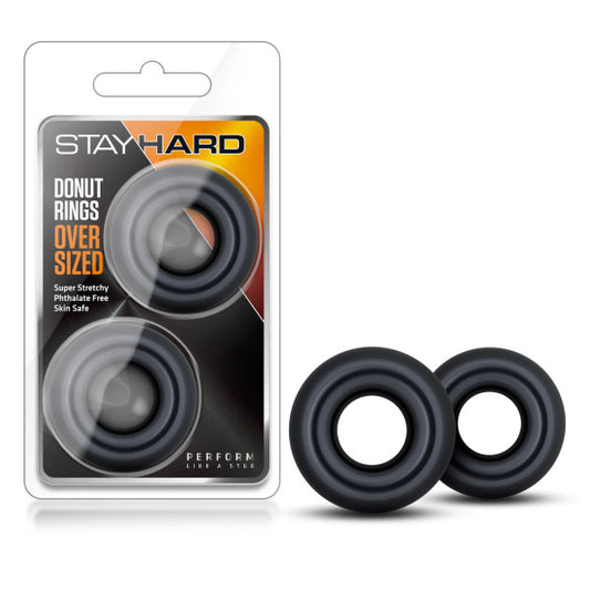 Blush Novelties | Stay Hard - Donut Rings Oversized - Black Large Cock Rings - Set of 2