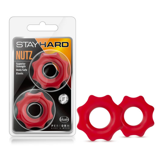 Blush Novelties | Stay Hard Nutz - Red Cock Rings - Set of 2