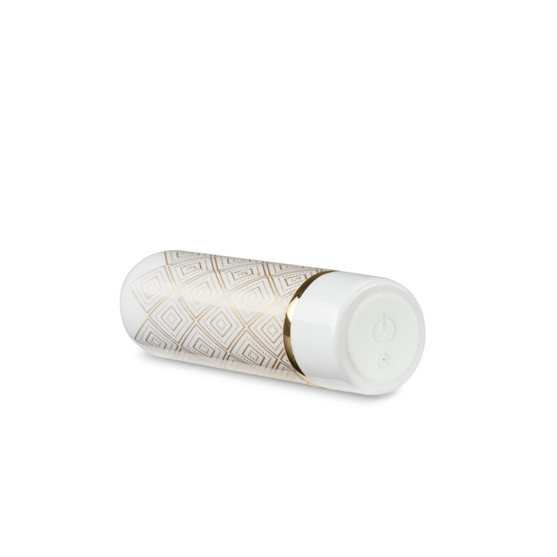 Blush Novelties The Collection Glitzy Deco - White/Gold 6.4cm (2.5") USB Rechargeable Bullet