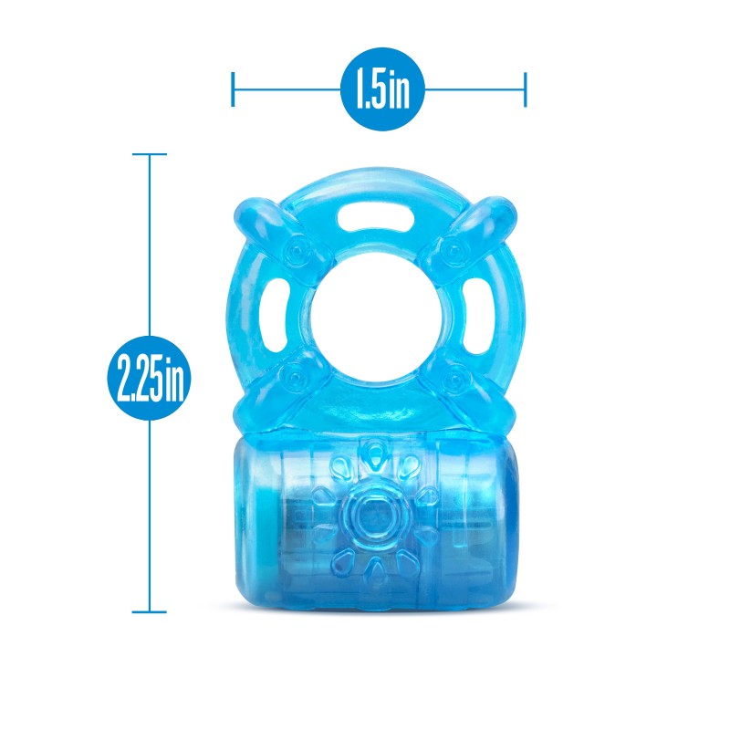 Blush Novelties | Stay Hard Rechargeable 5 Function Blue Vibrating Cock Ring