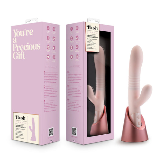 Blush Novelties | Fraya - Pink 24.1cm USB Rechargeable Thrusting Rabbit Vibrator