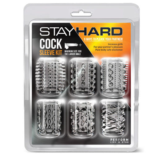 Blush Novelties | Stay Hard - Cock Sleeve Kit - Clear Penis Sleeves - 6 Pack