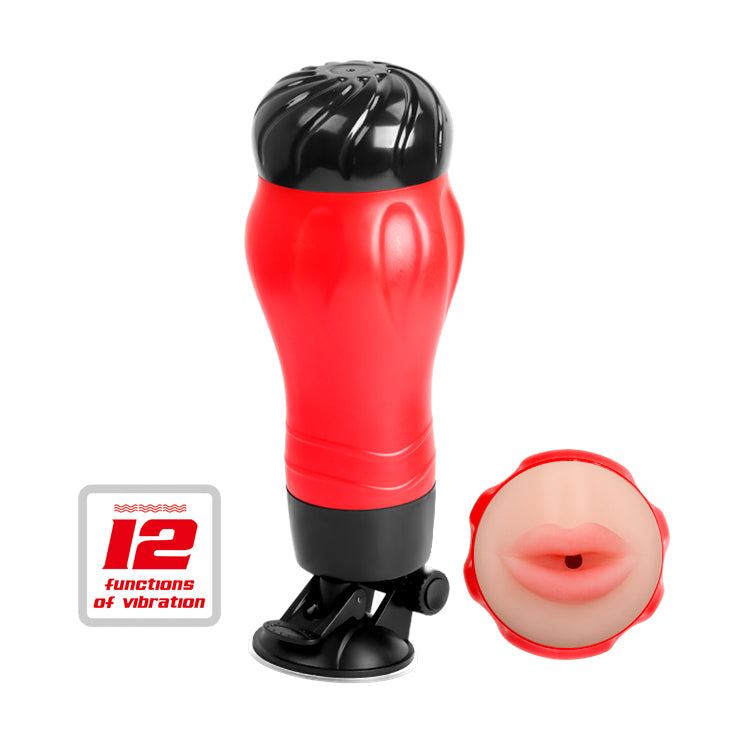 Crazy Bull Stroker Mouth "Flora" Red and Black - Masturbator