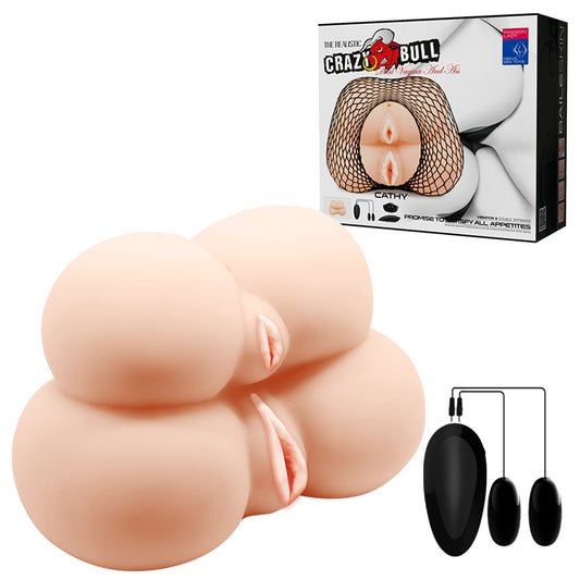 Crazy Bull Double Decker Pussy And Ass Masturbator w Vibration 200mm x 130mm x 160mm / 2kg