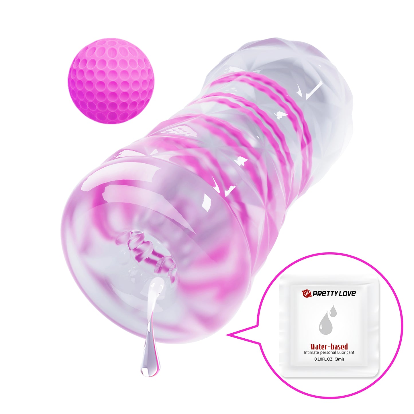 Pretty Love Whirl Coil and Stimulation Ball Masturbator Pink