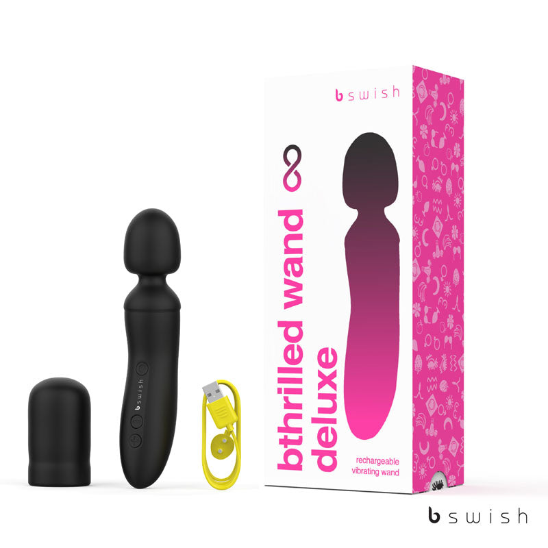 B Swish Bthrilled Premium - Noir - Black 21cm USB Rechargeable Massage Wand