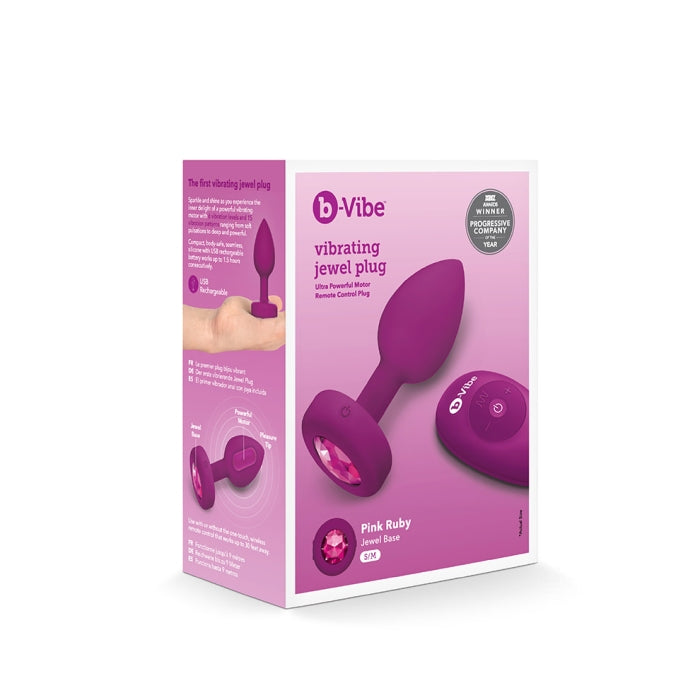 COTR | B-Vibe Vibrating Jewel Plug S/M Fuchsia with Remote Control