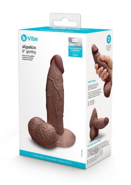 COTR | B-Vibe Slipskin Realistic Silicone Dildo - 6" Girthy Brown