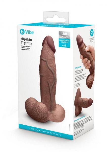 COTR | B-Vibe Slipskin Realistic Silicone Dildo - 7" Girthy Brown