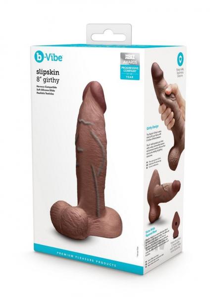 COTR | B-Vibe Slipskin Realistic Silicone Dildo - 8" Girthy Brown