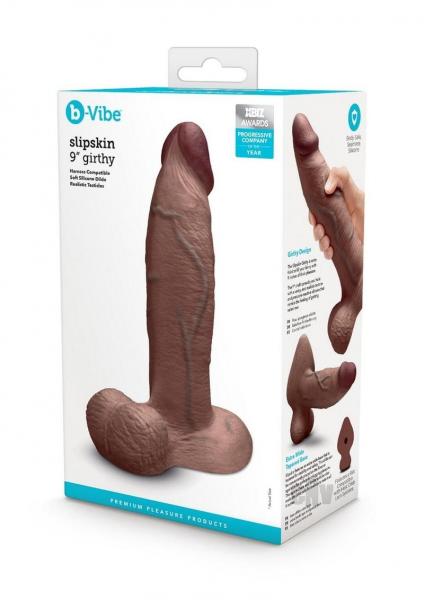 COTR | B-Vibe Slipskin Realistic Silicone Dildo - 9" Girthy Brown