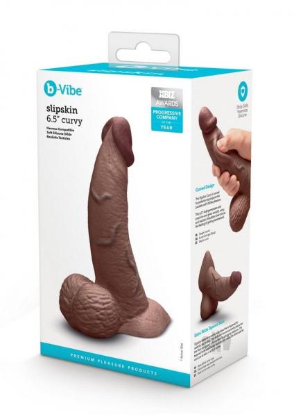 COTR | B-Vibe Slipskin Realistic Silicone Dildo - 6.5" Curved Brown