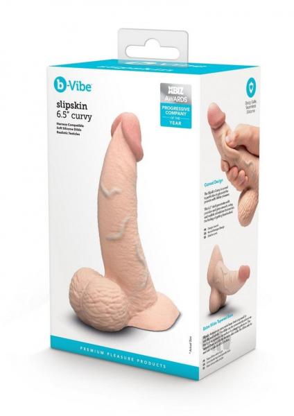 COTR | B-Vibe Slipskin Realistic Silicone Dildo - 6.5" Curved Cream