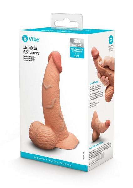 COTR | B-Vibe Slipskin Realistic Silicone Dildo - 6.5" Curved Mocha