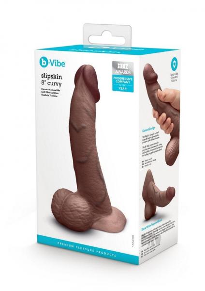 COTR | B-Vibe Slipskin Realistic Silicone Dildo - 8" Curved Brown