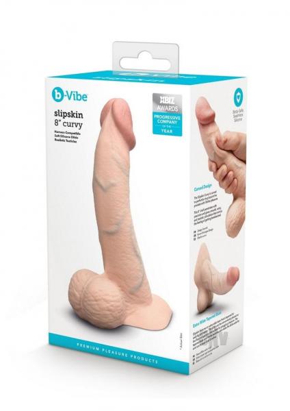 COTR | B-Vibe Slipskin Realistic Silicone Dildo - 8" Curved Cream