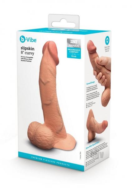 COTR | B-Vibe Slipskin Realistic Silicone Dildo - 8" Curved Mocha