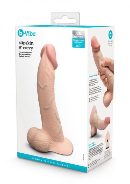 COTR | B-Vibe Slipskin Realistic Silicone Dildo - 9" Curved Cream