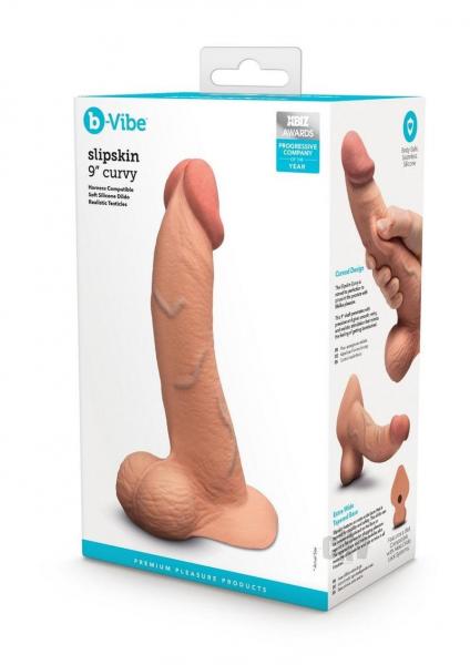 COTR | B-Vibe Slipskin Realistic Silicone Dildo - 9" Curved Mocha