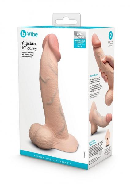 COTR | B-Vibe Slipskin Realistic Silicone Dildo - 10" Curved Cream