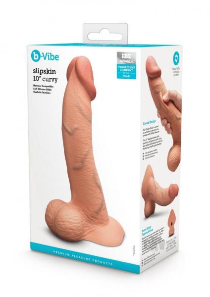 COTR | B-Vibe Slipskin Realistic Silicone Dildo - 10" Curved Mocha