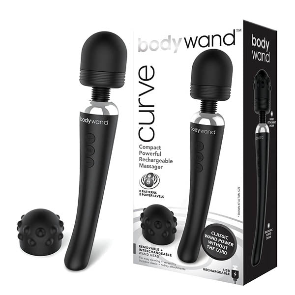 Bodywand Curve Black USB Rechargeable Massager Wand Vibrator