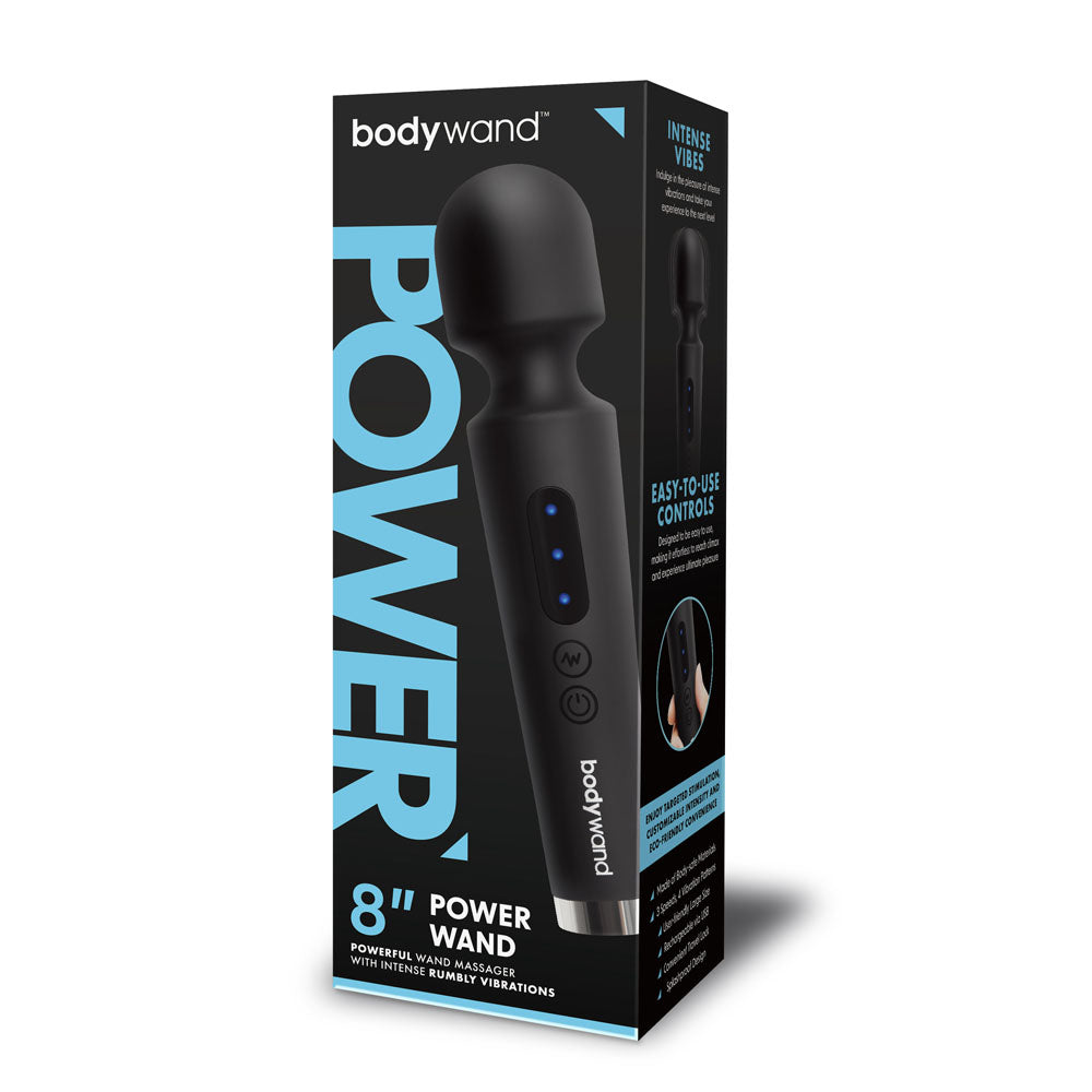 Bodywand 8" Power Wand Black 20.3cm USB Rechargeable Massager Wand Vibrator