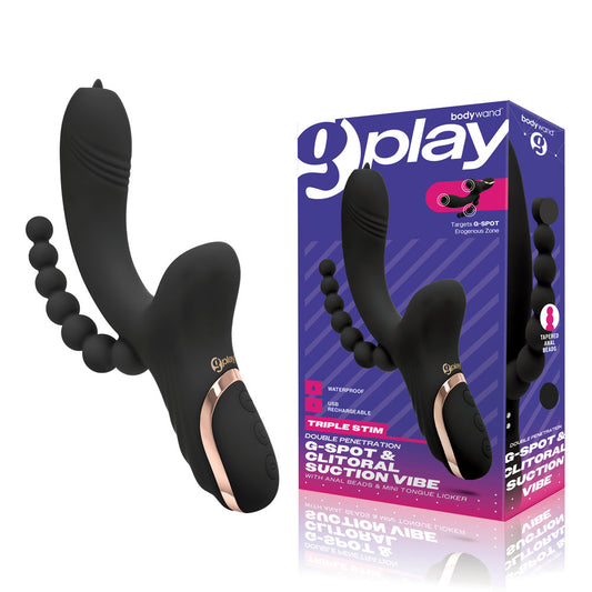 Bodywand G-Play G-Spot & Clitoral Suction Vibe w Anal Beads & Mini Tongue Licker