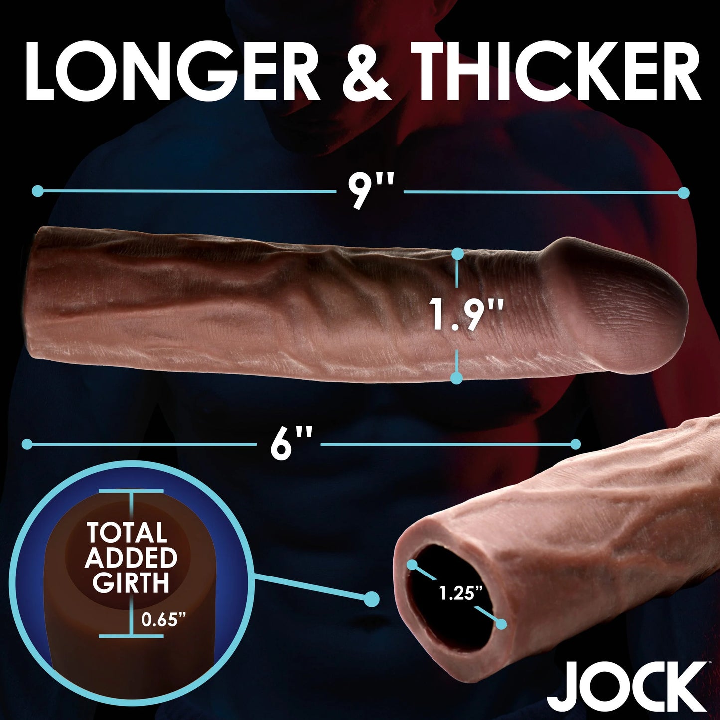 Curve Toys | JOCK Extra Long 3" Penis Extension Sleeve - Dark