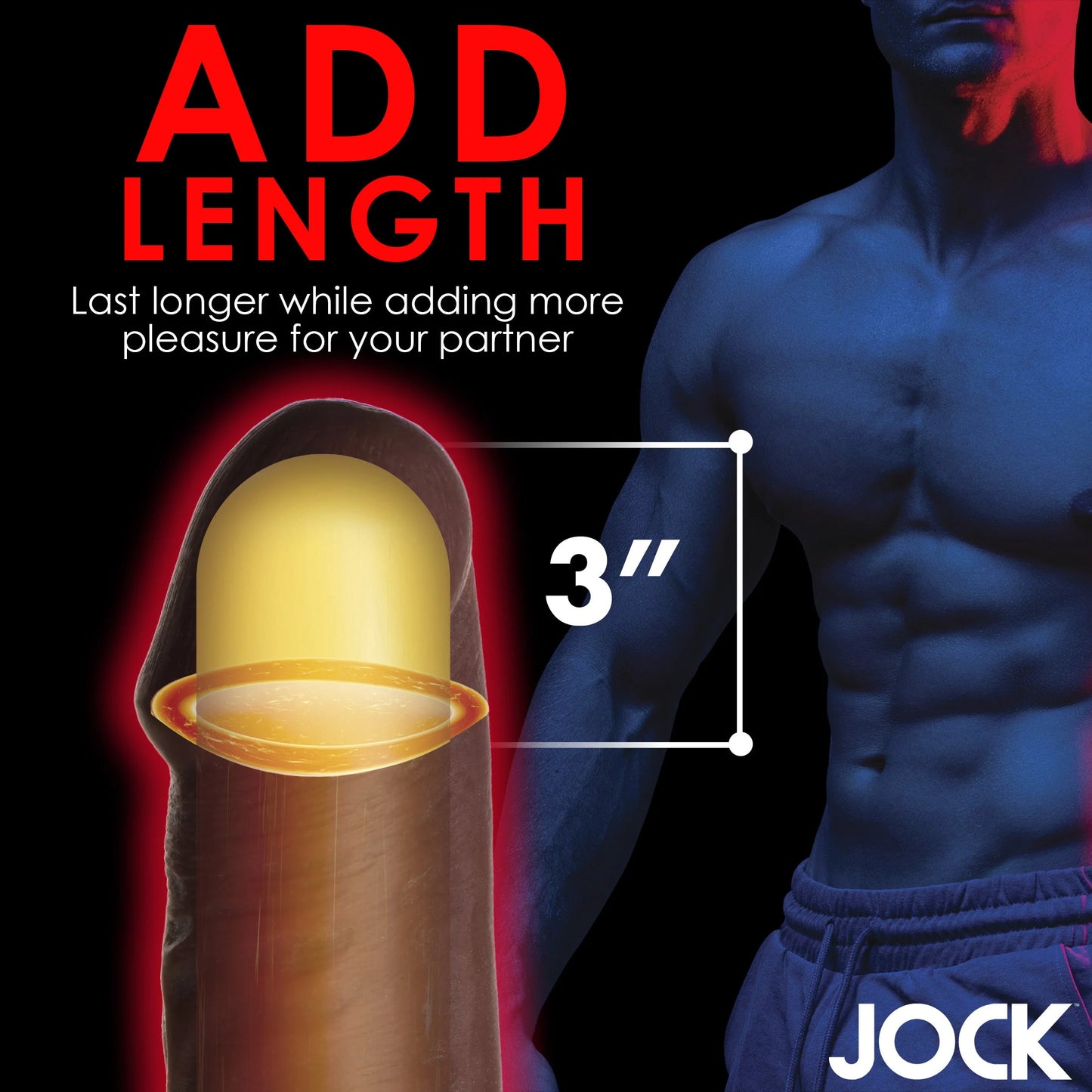 Curve Toys | JOCK Extra Long 3" Penis Extension Sleeve - Dark