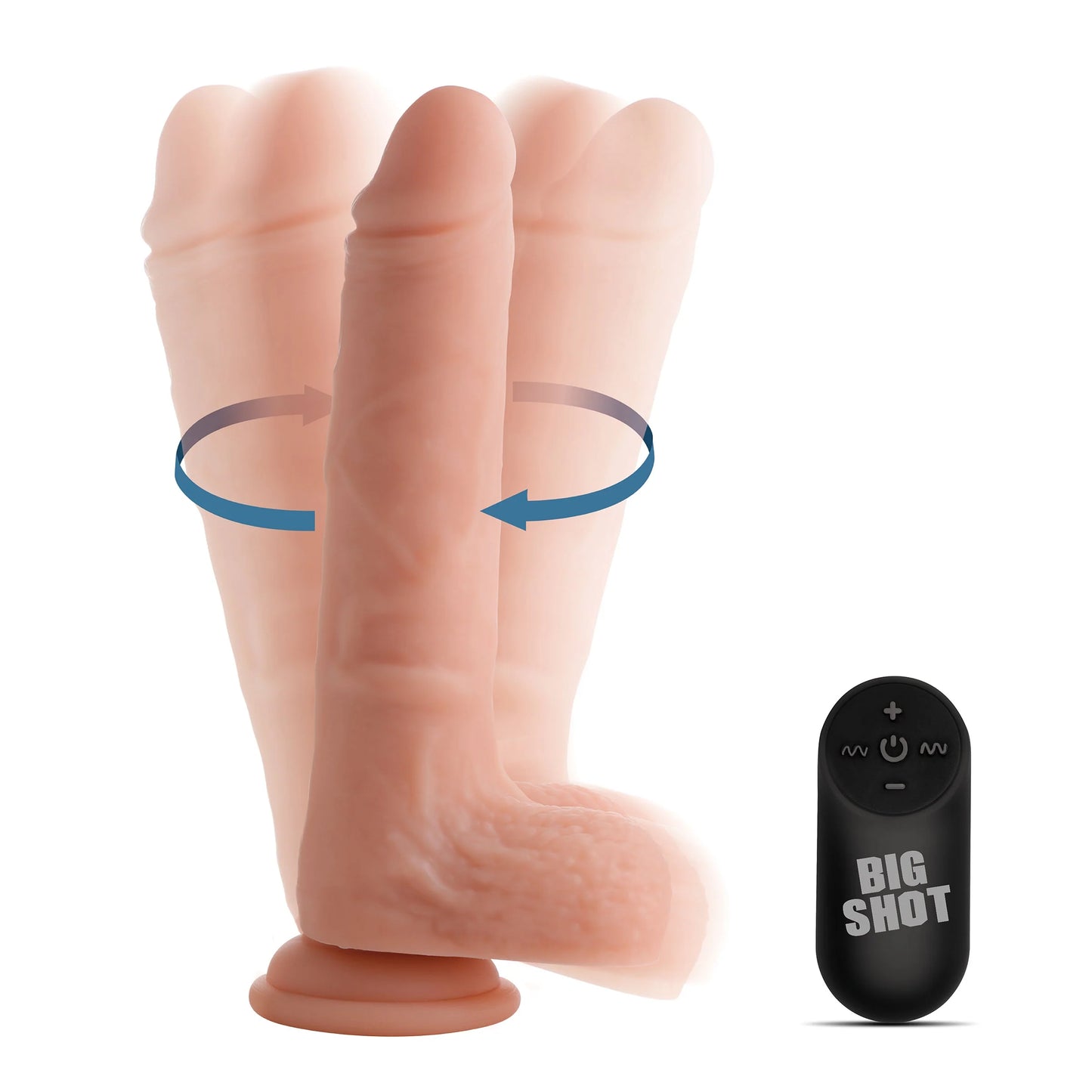 Curve Toys | Big Shot 8" Vibrating & Rotating Rechargeable Liquid Silicone Dong with Balls