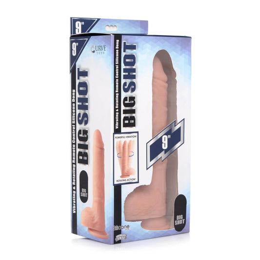 Curve Toys | Big Shot 9" Vibrating & Rotating Rechargeable Liquid Silicone Dong with Balls