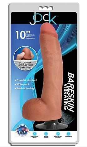 Curve Toys | Jock 10" Bareskin Vibrating Dong With Balls Vanilla