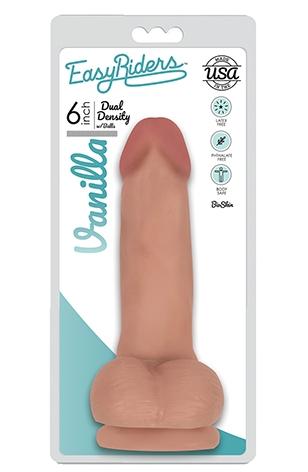 Curve Toys | Easy Riders 6" Slim Bioskin Dong with Balls Vanilla