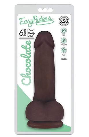 Curve Toys | Easy Riders 6" Slim Bioskin Dong with Balls Chocolate