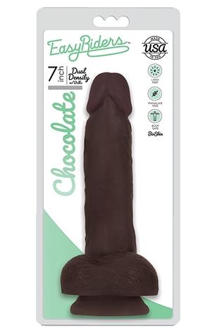 Curve Toys | Easy Riders 7" Slim Bioskin Dong with Balls Chocolate