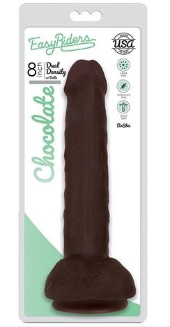 Curve Toys | Easy Riders 8" Slim Bioskin Dong with Balls Chocolate