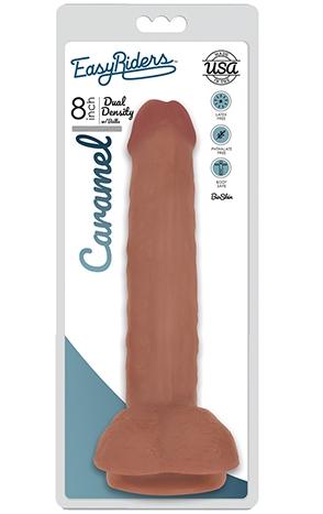 Curve Toys | Easy Riders 8" Slim Bioskin Dong with Balls Caramel