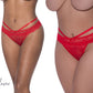 Magic Silk Exposed Lingerie Peek-A-Boo Cheeky Panty Red Size S/M or L/XL or Q