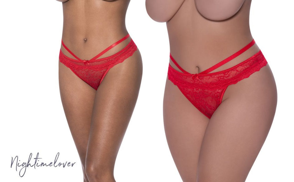 Magic Silk Exposed Lingerie Peek-A-Boo Cheeky Panty Red Size S/M or L/XL or Q