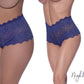 Magic Silk Exposed Lingerie Split Crotch Boy Short Blueberry Size S/M or L/XL or Q