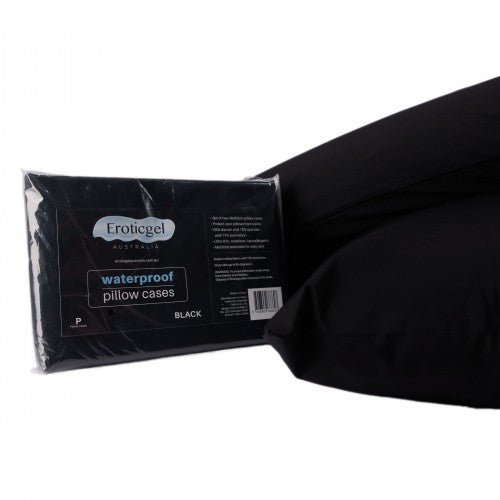 Eroticgel Waterproof Fitted Pillow Case Black - 48cm X 73cm - 2 Pieces